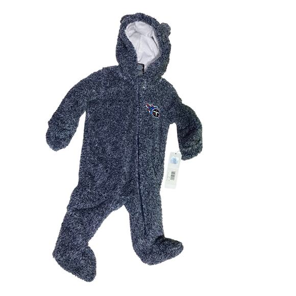 Sports Attack NFL Tennessee Titans NEW Baby Bodysuit 3/6 months hooded fluffy - Picture 1 of 6